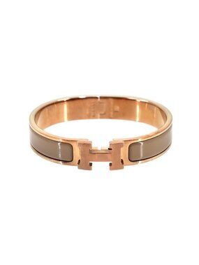 Hermes Clic H PM Bangle Brown Glace Rose Gold Bracelet